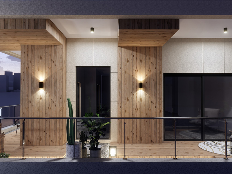 天津伯苓大廈開放式陽臺(tái)裝修 現(xiàn)代原木風(fēng) 簡(jiǎn)約時(shí)尚休閑場(chǎng)所設(shè)計(jì)