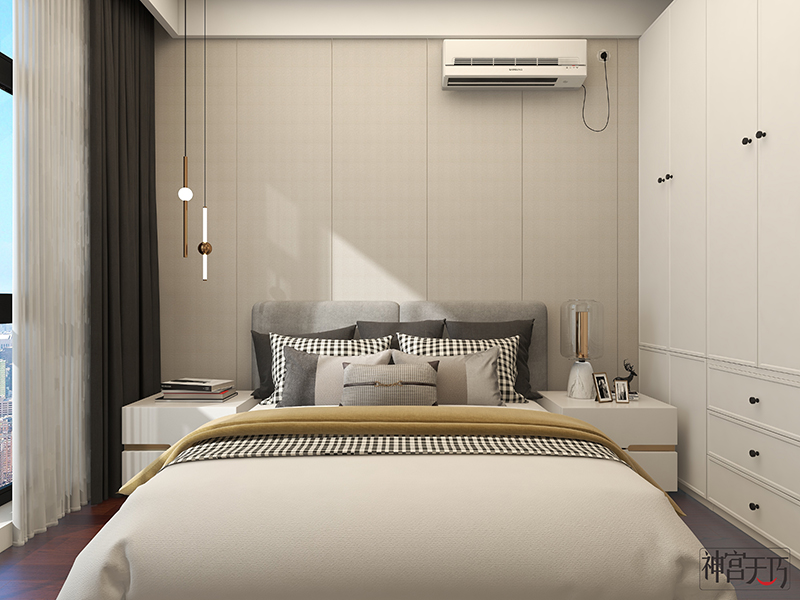 三居室現(xiàn)代簡約風格 蘇州獨墅西岸客廳裝修 臥室吊頂墻板安裝